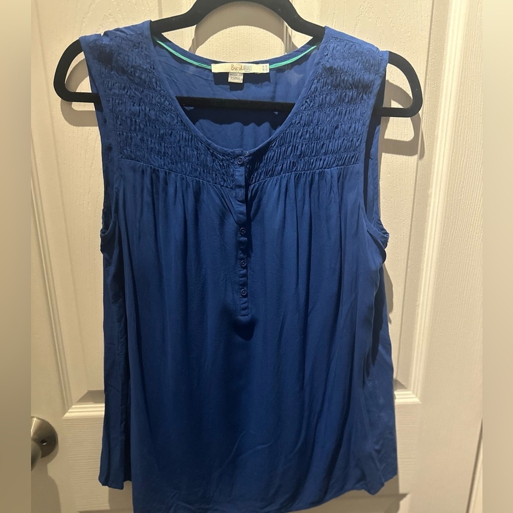 Boden  Flowy Overlay Tank Top Sleeveless Navy Blue 100% Viscose Size US 10 Flowy